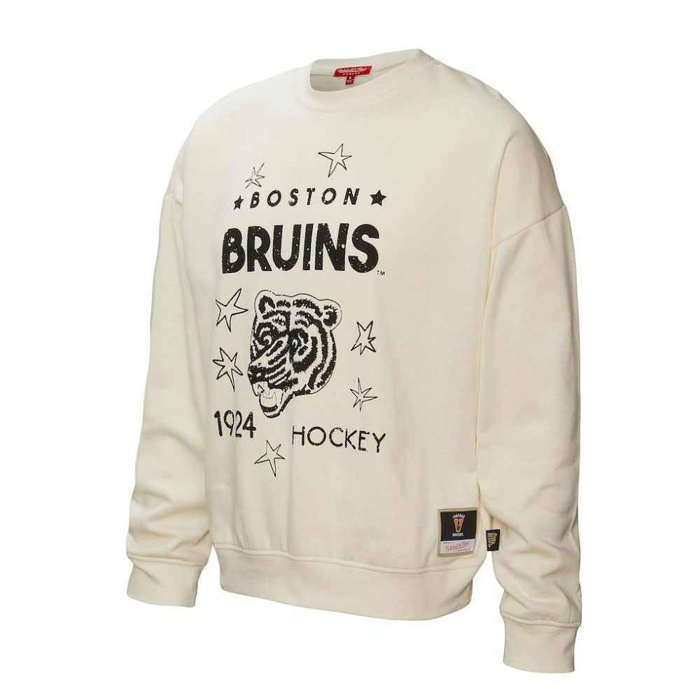 Boston Bruins Mitchell & Ness Women's Logo 3.0 Pullover Sweatshirt - Cream - NHL 202122451