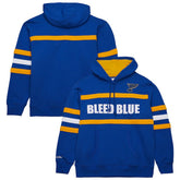 St. Louis Blues Mitchell & Ness Head Coach Slogan Pullover Hoodie - Blue - NHL 202122474