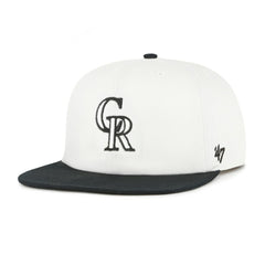 Colorado Rockies '47 Foundation Captain Snapback Hat - White/Black - 47 brand Lifestyle