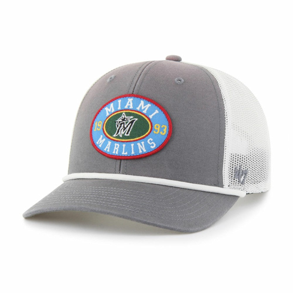 Miami Marlins '47 Tide Sweep Rope Trucker Adjustable Hat - Gray/White - 47 brand Discount