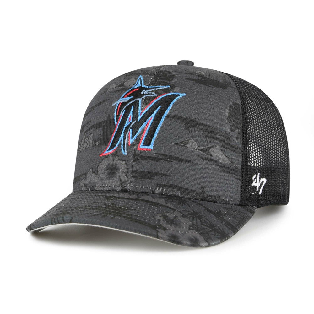 '47 Miami Marlins Fiji Trucker Adjustable Hat - Black - 47 brand on Sale
