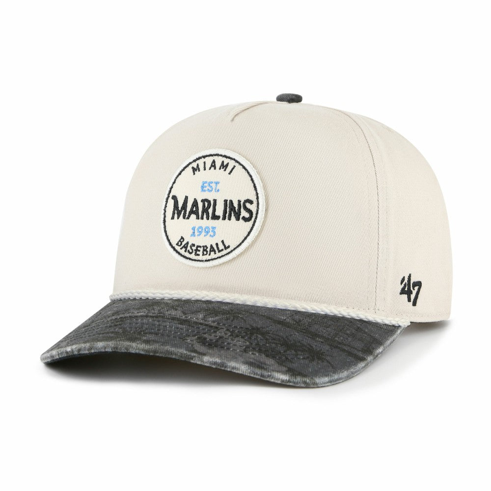 Miami Marlins '47 Fiji Rope Hitch Adjustable Hat - Cream/Black - 47 brand Sale