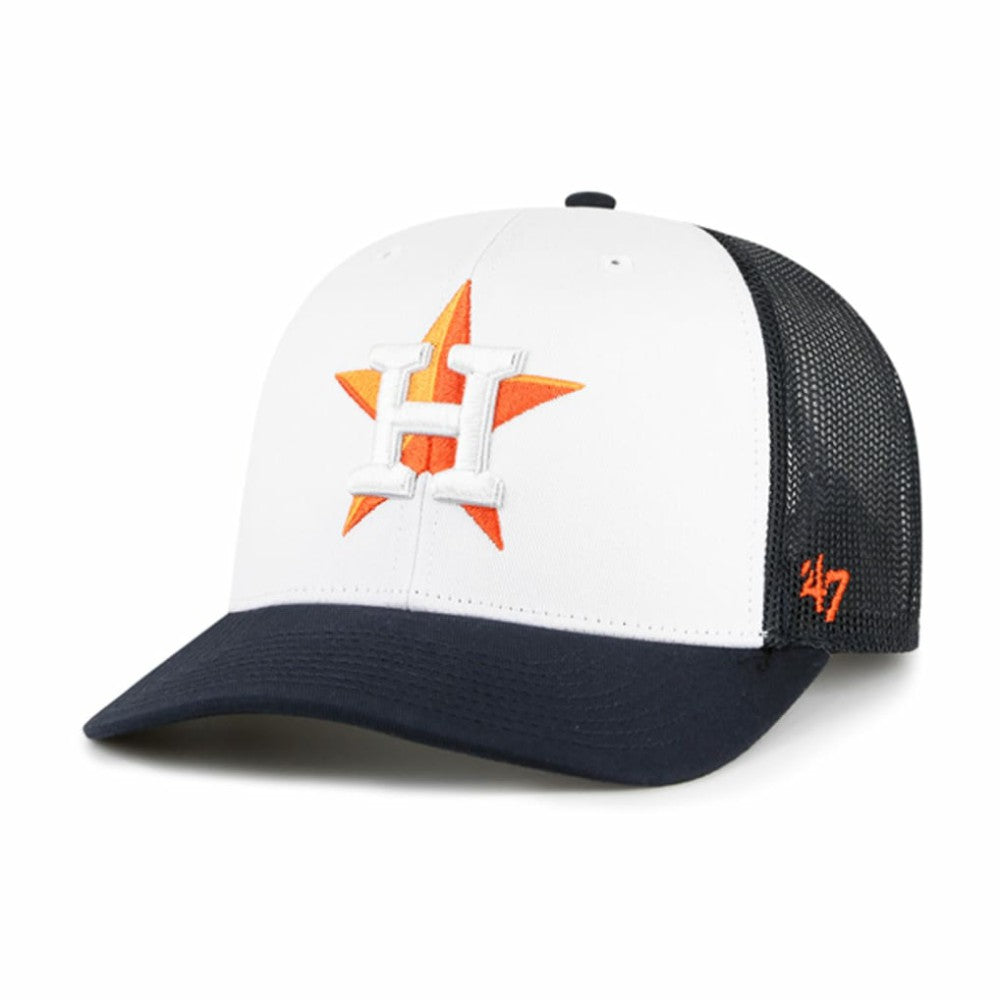 Houston Astros '47 Freshman Trucker Adjustable Hat - White/Navy - 47 brand Lifestyle