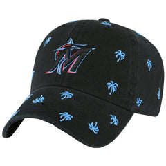 Miami Marlins '47 Women's Confetti Clean Up Adjustable Hat - Black - 47 brand Lifestyle