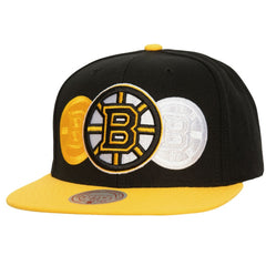 Boston Bruins Mitchell & Ness Soul Triple Up Snapback Hat - Black - NHL 202134829