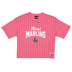 Miami Marlins New Era Women's 2025 City Connect Pinstripe T-Shirt - Pink - New Era Discount