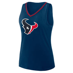 Houston Texans Logo Athletic Women's Plus Size Stellar Win V-Neck Tank Top Navy
