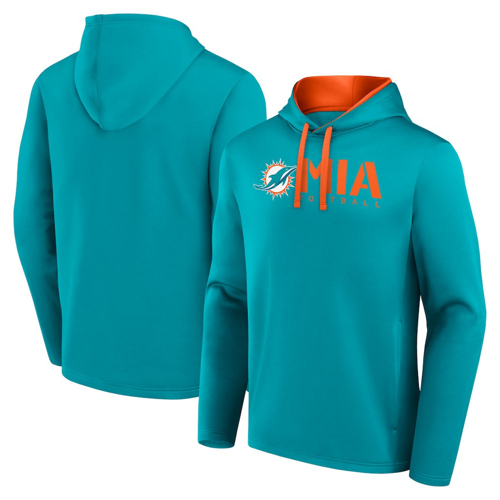 Miami Dolphins Logo Athletic Head Start Pullover Hoodie Aqua