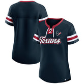 Fanatics Houston Texans Women's Iconic Bling Athena Lace-Up V-Neck T-Shirt Navy