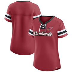 Fanatics Arizona Cardinals Women's Iconic Bling Athena Lace-Up V-Neck T-Shirt Cardinal