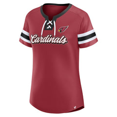 Fanatics Arizona Cardinals Women's Iconic Bling Athena Lace-Up V-Neck T-Shirt Cardinal