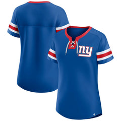 Fanatics New York Giants Women's Bling Athena Jersey Style Lace-up T-Shirt Royal