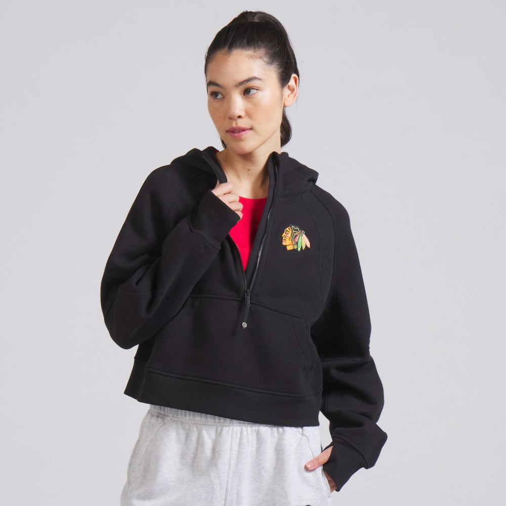 Chicago Blackhawks lululemon Women's Scuba Oversized Half-Zip Hoodie - Black - NHL 202151278