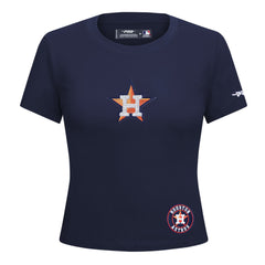 Houston Astros Pro Standard Women's Game Day Classics Baby Doll Cropped T-Shirt - Navy - MLB on Sale