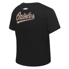 Baltimore Orioles Pro Standard Women's Game Day Classics Baby Doll Cropped T-Shirt - Black - MLB Discount