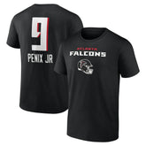 Michael Penix Jr. Atlanta Falcons Name & Number Team Wordmark T-Shirt Black