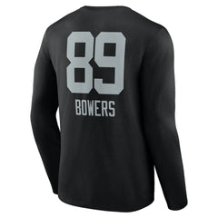Brock Bowers Las Vegas Raiders Name & Number Team Wordmark Long Sleeve T-Shirt Black