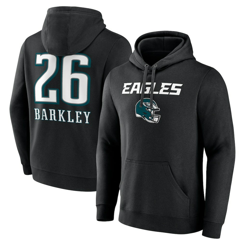 Saquon Barkley Philadelphia Eagles Name & Number Team Wordmark Pullover Hoodie Black
