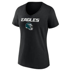 Saquon Barkley Philadelphia Eagles Women's Name & Number Team Wordmark V-Neck T-Shirt Black
