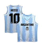 Lionel Messi Argentina National Team Vive La Fete Youth Painted Stripes Basketball Jersey Light Blue
