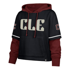 Cleveland Guardians '47 Women's City Connect Shortstop Cropped Pullover Hoodie - Navy - 47 brand on Sale