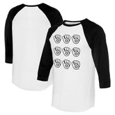 Milwaukee Brewers Tiny Turnip Women's Logo Grid 3/4 Sleeve Raglan T-Shirt - White/Black - MLB Lifestyle