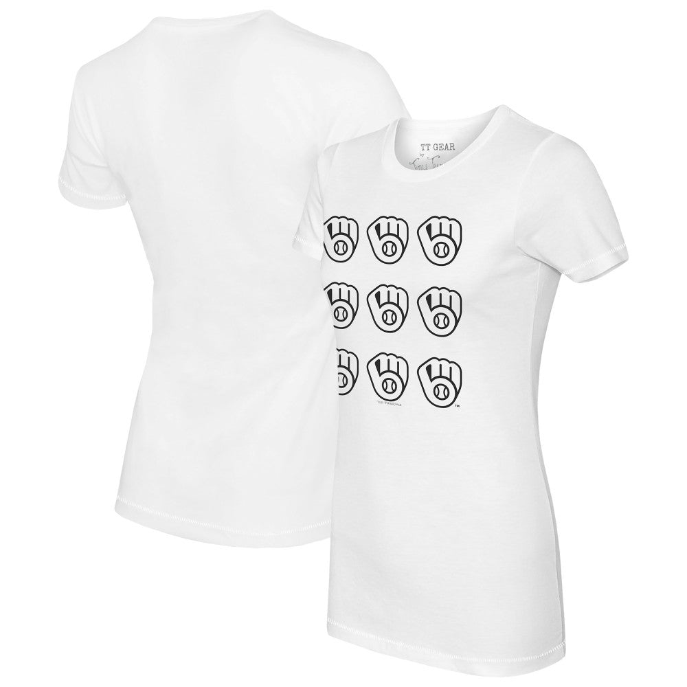 Milwaukee Brewers Tiny Turnip Women's Logo Grid T-Shirt - White - MLB Sale