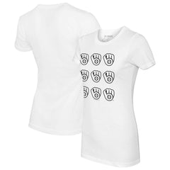 Milwaukee Brewers Tiny Turnip Women's Logo Grid T-Shirt - White - MLB Sale