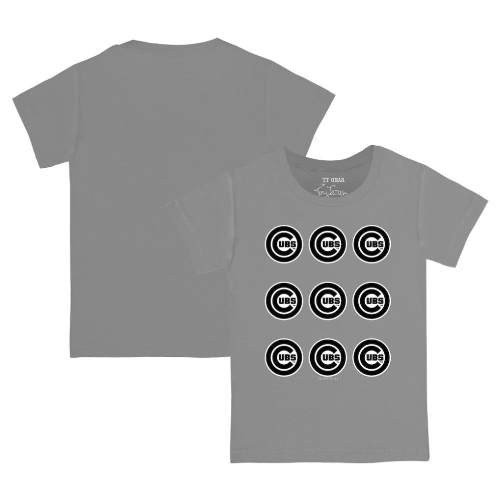 Chicago Cubs Tiny Turnip Youth Logo Grid T-Shirt - Gray - MLB Sale