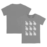 Los Angeles Dodgers Tiny Turnip Youth Logo Grid T-Shirt - Gray - MLB Lifestyle