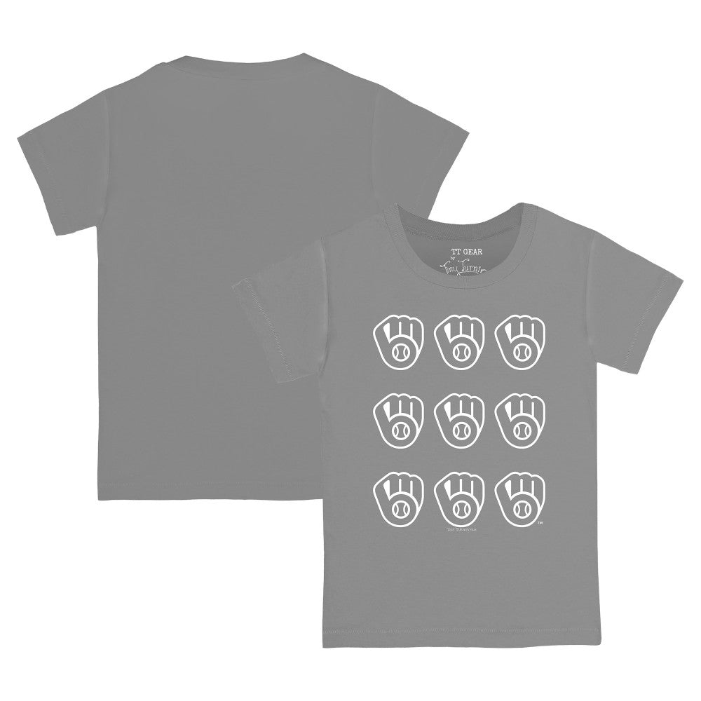 Milwaukee Brewers Tiny Turnip Youth Logo Grid T-Shirt - Gray - MLB Discount
