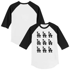 Los Angeles Dodgers Tiny Turnip Youth Logo Grid Raglan 3/4-Sleeve T-Shirt - White/Black - MLB Online