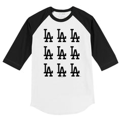 Los Angeles Dodgers Tiny Turnip Youth Logo Grid Raglan 3/4-Sleeve T-Shirt - White/Black - MLB Online