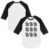 San Diego Padres Tiny Turnip Youth Logo Grid Raglan 3/4-Sleeve T-Shirt - White/Black - MLB Discount