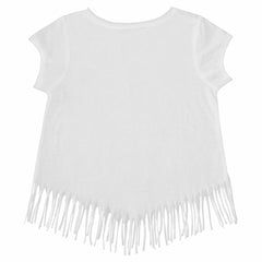 Los Angeles Dodgers Tiny Turnip Girls Youth Logo Grid Fringe T-Shirt - White - MLB on Sale