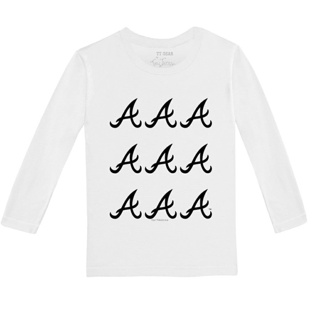 Atlanta Braves Tiny Turnip Youth Logo Grid Long Sleeve T-Shirt - White - MLB on Sale