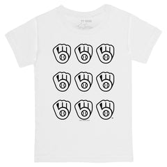 Milwaukee Brewers Tiny Turnip Youth Logo Grid T-Shirt - White - MLB Lifestyle