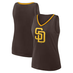 San Diego Padres Women's Plus Sized Stellar Win V-Neck Tank Top - Brown - MLB Lifestyle