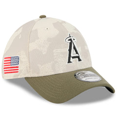 Los Angeles Angels New Era 2025 Armed Forces Day 39THIRTY Flex Hat - Light Beige/Olive - New Era Sale