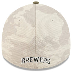Milwaukee Brewers New Era 2025 Armed Forces Day 39THIRTY Flex Hat - Light Beige/Olive - New Era Discount