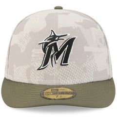 Miami Marlins New Era 2025 Armed Forces Day 59FIFTY Fitted Hat - Light Beige/Olive - New Era Sale