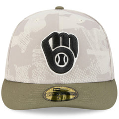 Milwaukee Brewers New Era 2025 Armed Forces Day 59FIFTY Fitted Hat - Light Beige/Olive - New Era Online