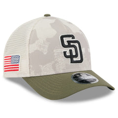 San Diego Padres New Era 2025 Armed Forces Day 9FORTY M-Crown A-Frame Adjustable Hat - Light Beige/Olive - New Era Sale