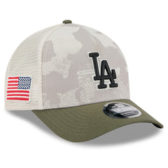Los Angeles Dodgers New Era 2025 Armed Forces Day 9FORTY M-Crown A-Frame Adjustable Hat - Light Beige/Olive - New Era Online