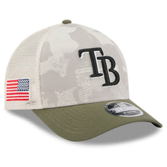 Tampa Bay Rays New Era 2025 Armed Forces Day 9FORTY M-Crown A-Frame Adjustable Hat - Light Beige/Olive - New Era Online