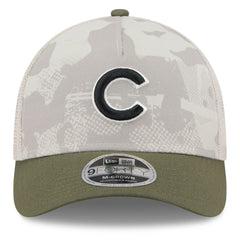 Chicago Cubs New Era 2025 Armed Forces Day 9FORTY M-Crown A-Frame Adjustable Hat - Light Beige/Olive - New Era Lifestyle