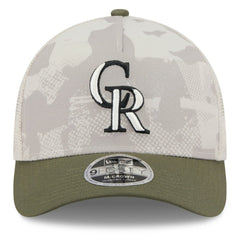 Colorado Rockies New Era 2025 Armed Forces Day 9FORTY M-Crown A-Frame Adjustable Hat - Light Beige/Olive - New Era Sale