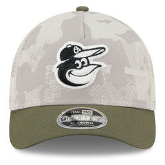 Baltimore Orioles New Era 2025 Armed Forces Day 9FORTY M-Crown A-Frame Adjustable Hat - Light Beige/Olive - New Era Lifestyle