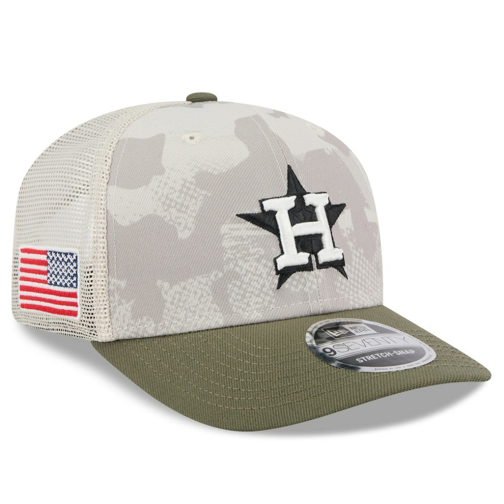 Houston Astros New Era 2025 Armed Forces Day 9SEVENTY Stretch-Snap Hat - Light Beige/Olive - New Era Discount