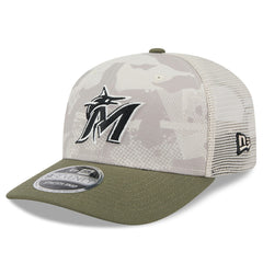 Miami Marlins New Era 2025 Armed Forces Day 9SEVENTY Stretch-Snap Hat - Light Beige/Olive - New Era Lifestyle